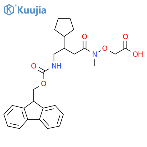 2-{3-cyclopentyl-4-({(9H-fluoren-9-yl)methoxycarbonyl}amino)-N-methylbutanamidooxy}acetic acid structure