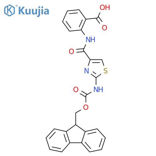 2-2-({(9H-fluoren-9-yl)methoxycarbonyl}amino)-1,3-thiazole-4-amidobenzoic acid structure