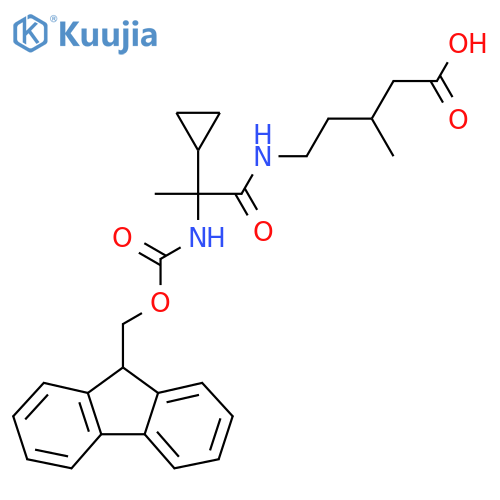 5-2-cyclopropyl-2-({(9H-fluoren-9-yl)methoxycarbonyl}amino)propanamido-3-methylpentanoic acid structure