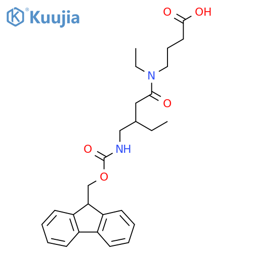 4-{N-ethyl-3-({(9H-fluoren-9-yl)methoxycarbonyl}amino)methylpentanamido}butanoic acid structure