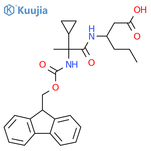 3-2-cyclopropyl-2-({(9H-fluoren-9-yl)methoxycarbonyl}amino)propanamidohexanoic acid structure
