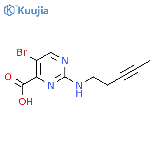 5-bromo-2-(pent-3-yn-1-yl)aminopyrimidine-4-carboxylic acid structure