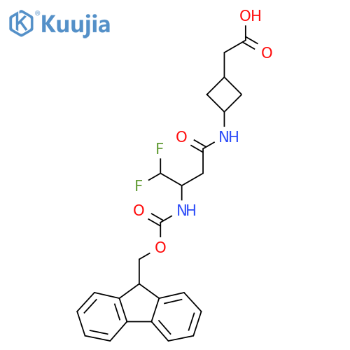 2-{3-3-({(9H-fluoren-9-yl)methoxycarbonyl}amino)-4,4-difluorobutanamidocyclobutyl}acetic acid structure