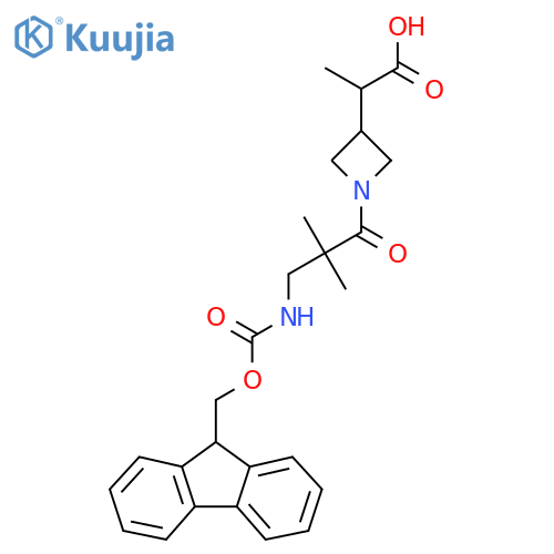 2-{1-3-({(9H-fluoren-9-yl)methoxycarbonyl}amino)-2,2-dimethylpropanoylazetidin-3-yl}propanoic acid structure
