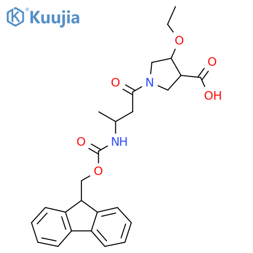 4-ethoxy-1-3-({(9H-fluoren-9-yl)methoxycarbonyl}amino)butanoylpyrrolidine-3-carboxylic acid structure