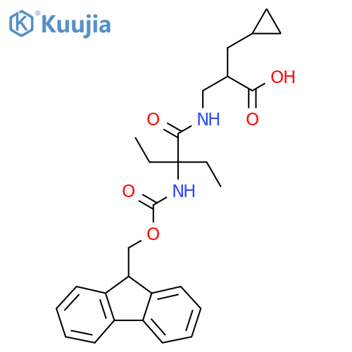 2-(cyclopropylmethyl)-3-2-ethyl-2-({(9H-fluoren-9-yl)methoxycarbonyl}amino)butanamidopropanoic acid structure