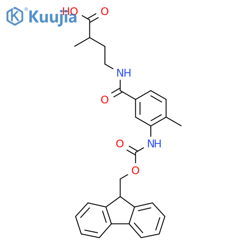 4-{3-({(9H-fluoren-9-yl)methoxycarbonyl}amino)-4-methylphenylformamido}-2-methylbutanoic acid structure