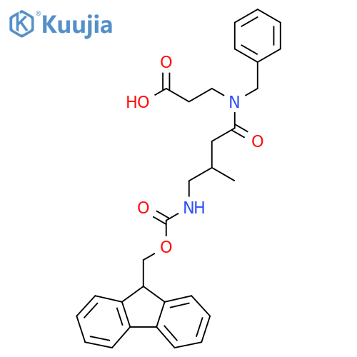 3-N-benzyl-4-({(9H-fluoren-9-yl)methoxycarbonyl}amino)-3-methylbutanamidopropanoic acid structure