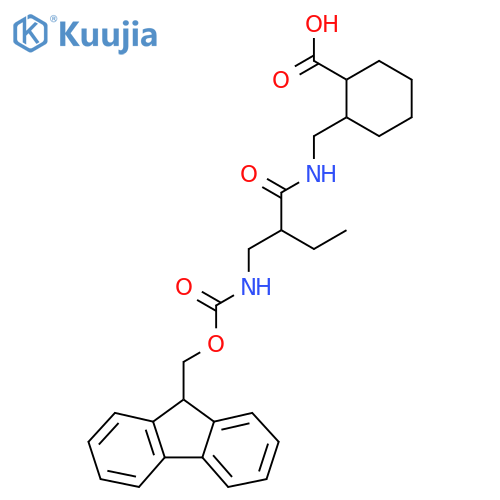 2-({2-({(9H-fluoren-9-yl)methoxycarbonyl}amino)methylbutanamido}methyl)cyclohexane-1-carboxylic acid structure