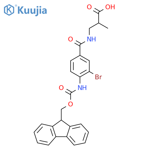 3-{3-bromo-4-({(9H-fluoren-9-yl)methoxycarbonyl}amino)phenylformamido}-2-methylpropanoic acid structure