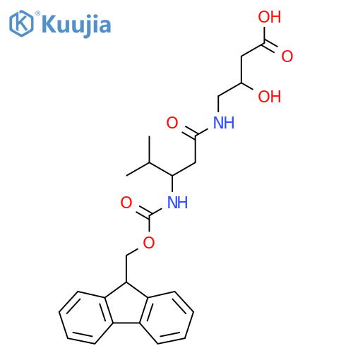 4-3-({(9H-fluoren-9-yl)methoxycarbonyl}amino)-4-methylpentanamido-3-hydroxybutanoic acid structure