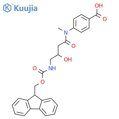 4-4-({(9H-fluoren-9-yl)methoxycarbonyl}amino)-3-hydroxy-N-methylbutanamidobenzoic acid structure