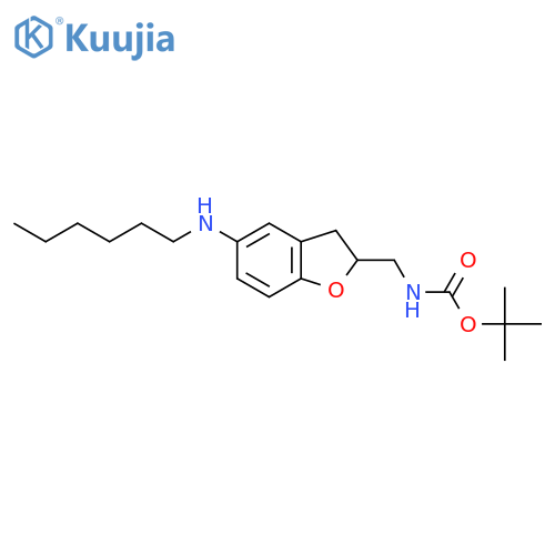 tert-butyl N-{5-(hexylamino)-2,3-dihydro-1-benzofuran-2-ylmethyl}carbamate structure