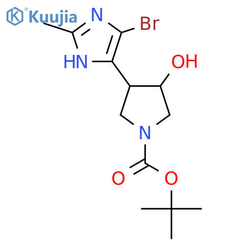 tert-butyl 3-(4-bromo-2-methyl-1H-imidazol-5-yl)-4-hydroxypyrrolidine-1-carboxylate structure