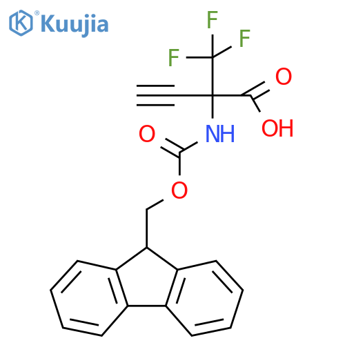 2-({(9H-fluoren-9-yl)methoxycarbonyl}amino)-2-(trifluoromethyl)but-3-ynoic acid structure