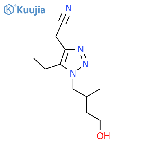 2-5-ethyl-1-(4-hydroxy-2-methylbutyl)-1H-1,2,3-triazol-4-ylacetonitrile structure