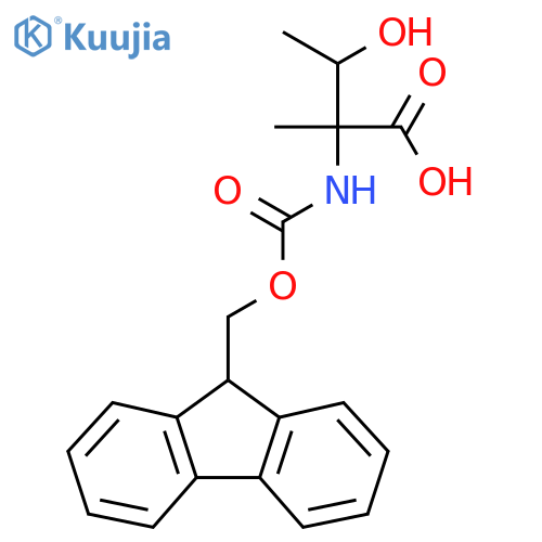 2-({(9H-fluoren-9-yl)methoxycarbonyl}amino)-3-hydroxy-2-methylbutanoic acid structure