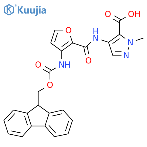 4-3-({(9H-fluoren-9-yl)methoxycarbonyl}amino)furan-2-amido-1-methyl-1H-pyrazole-5-carboxylic acid structure
