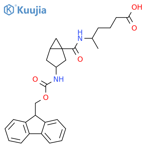 5-{3-({(9H-fluoren-9-yl)methoxycarbonyl}amino)bicyclo3.1.0hexan-1-ylformamido}hexanoic acid structure