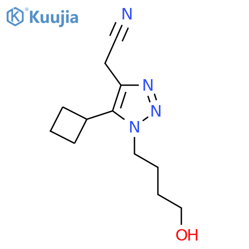 2-5-cyclobutyl-1-(4-hydroxybutyl)-1H-1,2,3-triazol-4-ylacetonitrile structure