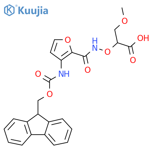 2-({3-({(9H-fluoren-9-yl)methoxycarbonyl}amino)furan-2-ylformamido}oxy)-3-methoxypropanoic acid structure