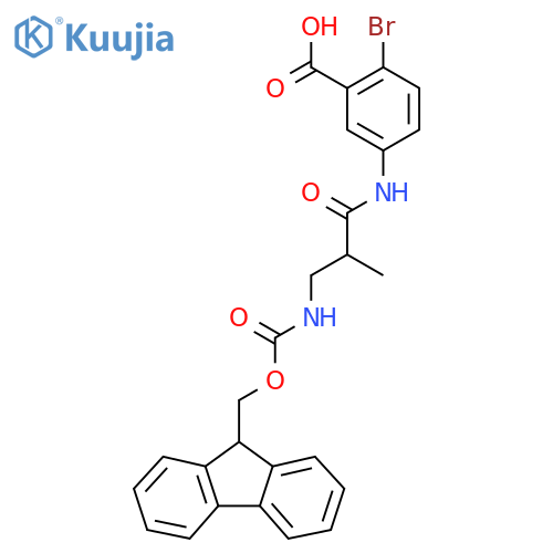 2-bromo-5-3-({(9H-fluoren-9-yl)methoxycarbonyl}amino)-2-methylpropanamidobenzoic acid structure