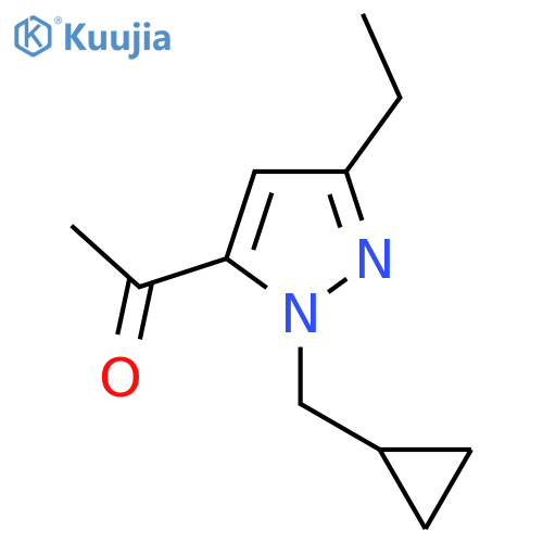 1-1-(cyclopropylmethyl)-3-ethyl-1H-pyrazol-5-ylethan-1-one structure