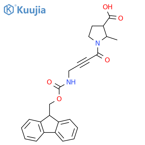 1-4-({(9H-fluoren-9-yl)methoxycarbonyl}amino)but-2-ynoyl-2-methylpyrrolidine-3-carboxylic acid structure