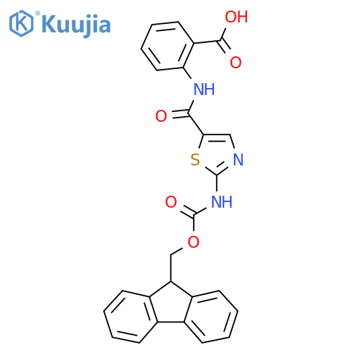 2-2-({(9H-fluoren-9-yl)methoxycarbonyl}amino)-1,3-thiazole-5-amidobenzoic acid structure