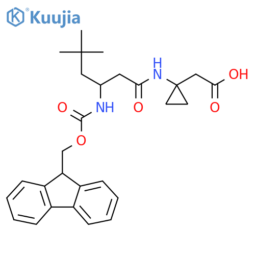 2-{1-3-({(9H-fluoren-9-yl)methoxycarbonyl}amino)-5,5-dimethylhexanamidocyclopropyl}acetic acid structure
