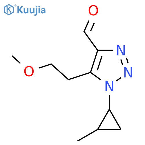 5-(2-methoxyethyl)-1-(2-methylcyclopropyl)-1H-1,2,3-triazole-4-carbaldehyde structure