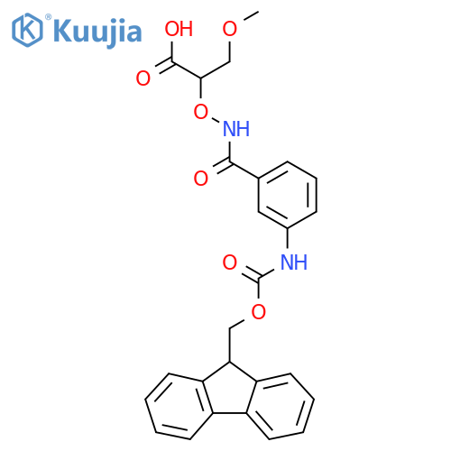 2-({3-({(9H-fluoren-9-yl)methoxycarbonyl}amino)phenylformamido}oxy)-3-methoxypropanoic acid structure
