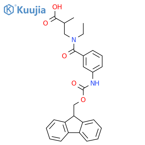 3-{N-ethyl-1-3-({(9H-fluoren-9-yl)methoxycarbonyl}amino)phenylformamido}-2-methylpropanoic acid structure