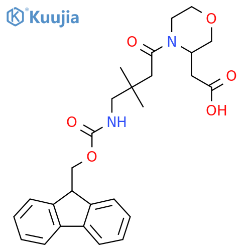2-{4-4-({(9H-fluoren-9-yl)methoxycarbonyl}amino)-3,3-dimethylbutanoylmorpholin-3-yl}acetic acid structure
