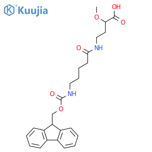 4-5-({(9H-fluoren-9-yl)methoxycarbonyl}amino)pentanamido-2-methoxybutanoic acid structure