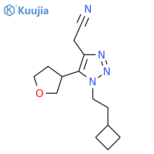 2-1-(2-cyclobutylethyl)-5-(oxolan-3-yl)-1H-1,2,3-triazol-4-ylacetonitrile structure