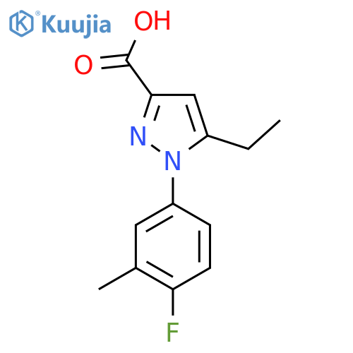 5-ethyl-1-(4-fluoro-3-methylphenyl)-1H-pyrazole-3-carboxylic acid structure