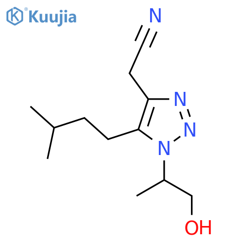 2-1-(1-hydroxypropan-2-yl)-5-(3-methylbutyl)-1H-1,2,3-triazol-4-ylacetonitrile structure