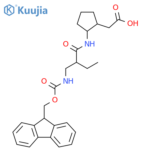 2-(2-{2-({(9H-fluoren-9-yl)methoxycarbonyl}amino)methylbutanamido}cyclopentyl)acetic acid structure