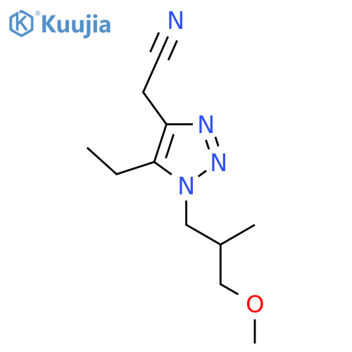 2-5-ethyl-1-(3-methoxy-2-methylpropyl)-1H-1,2,3-triazol-4-ylacetonitrile structure