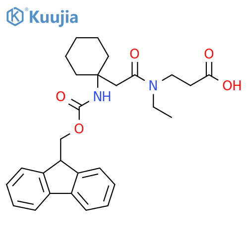 3-{N-ethyl-2-1-({(9H-fluoren-9-yl)methoxycarbonyl}amino)cyclohexylacetamido}propanoic acid structure