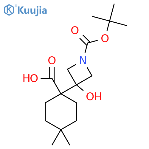 1-{1-(tert-butoxy)carbonyl-3-hydroxyazetidin-3-yl}-4,4-dimethylcyclohexane-1-carboxylic acid structure