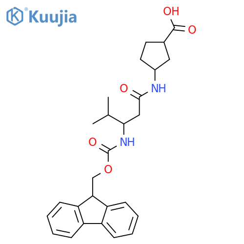 3-3-({(9H-fluoren-9-yl)methoxycarbonyl}amino)-4-methylpentanamidocyclopentane-1-carboxylic acid structure