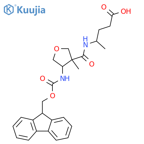 4-{4-({(9H-fluoren-9-yl)methoxycarbonyl}amino)-3-methyloxolan-3-ylformamido}pentanoic acid structure
