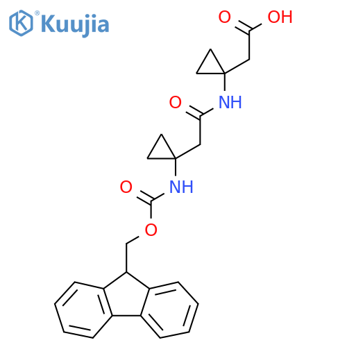 2-(1-{2-1-({(9H-fluoren-9-yl)methoxycarbonyl}amino)cyclopropylacetamido}cyclopropyl)acetic acid structure