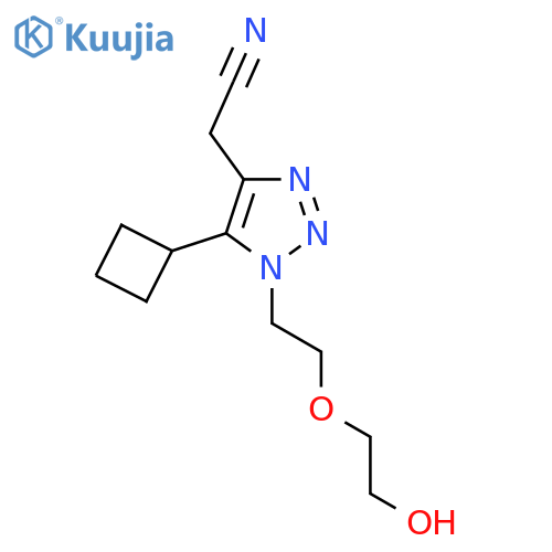 2-{5-cyclobutyl-1-2-(2-hydroxyethoxy)ethyl-1H-1,2,3-triazol-4-yl}acetonitrile structure