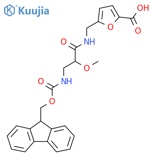 5-{3-({(9H-fluoren-9-yl)methoxycarbonyl}amino)-2-methoxypropanamidomethyl}furan-2-carboxylic acid structure