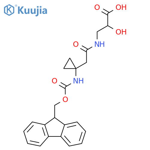 3-{2-1-({(9H-fluoren-9-yl)methoxycarbonyl}amino)cyclopropylacetamido}-2-hydroxypropanoic acid structure