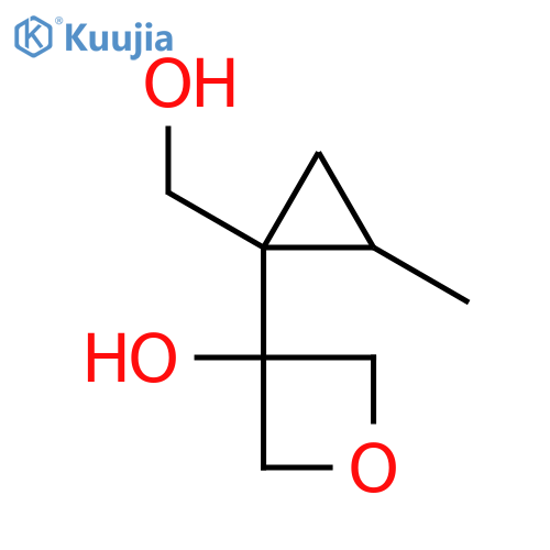 3-1-(hydroxymethyl)-2-methylcyclopropyloxetan-3-ol structure