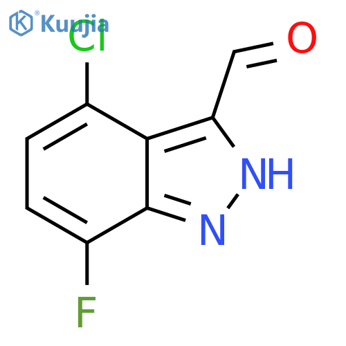 4-chloro-7-fluoro-1H-indazole-3-carbaldehyde structure